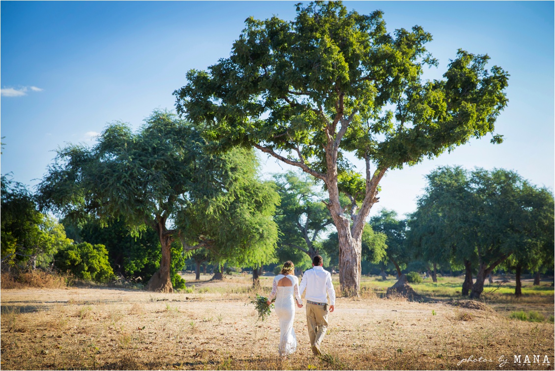 Candice and Reilly's Mana Pools bush wedding, Zimbabwe, Africa.