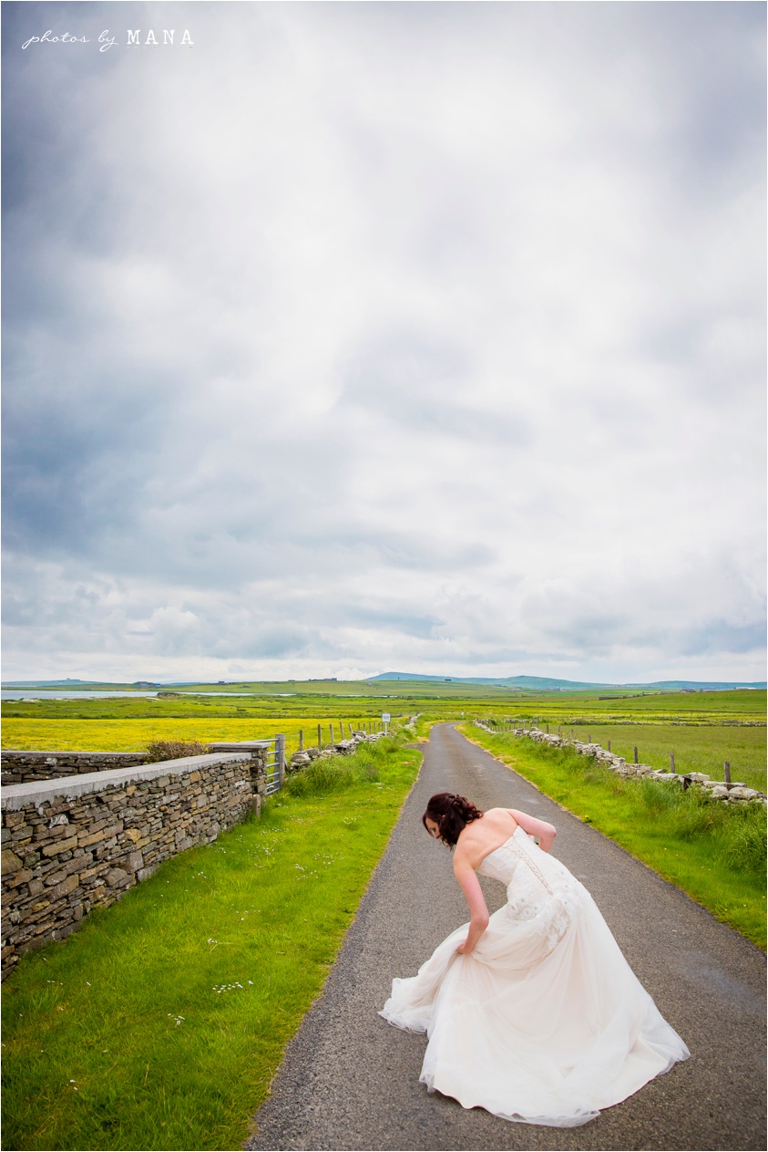 Destination wedding photographs Orkney Islands, Scotland, UK by natural wedding photographer Mana Meadows of Photos by Mana.