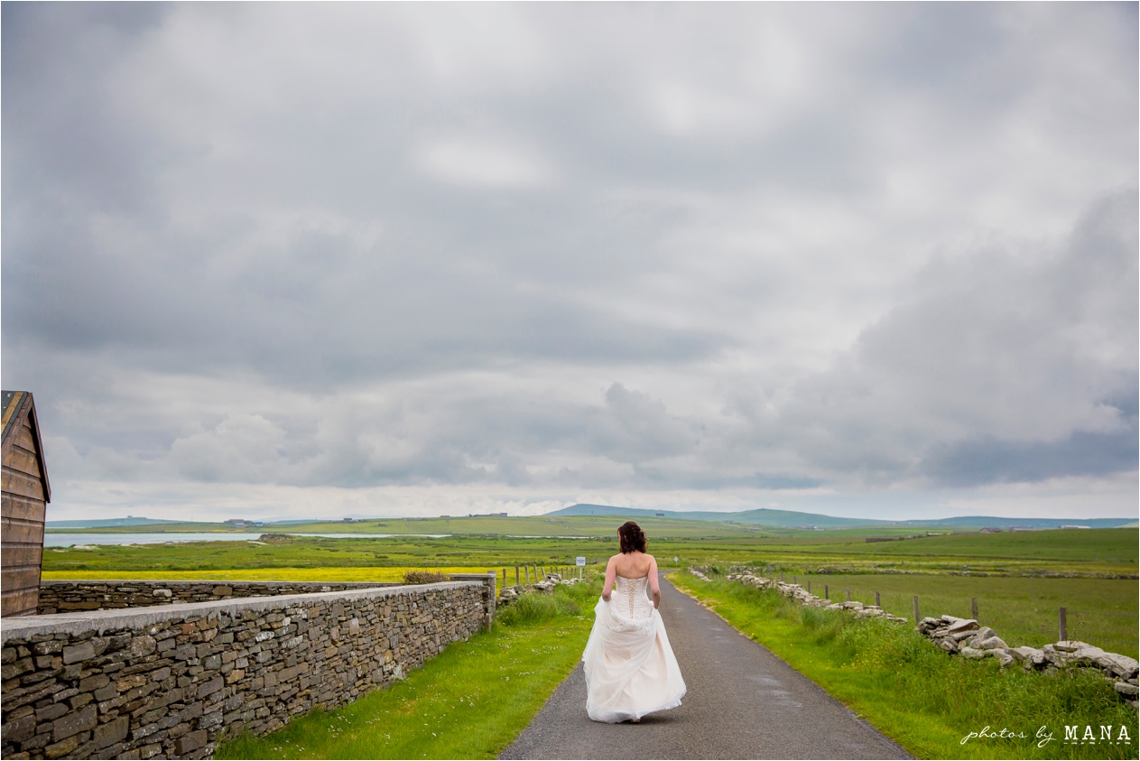 Destination wedding photographs Orkney Islands, Scotland, UK by natural wedding photographer Mana Meadows of Photos by Mana.