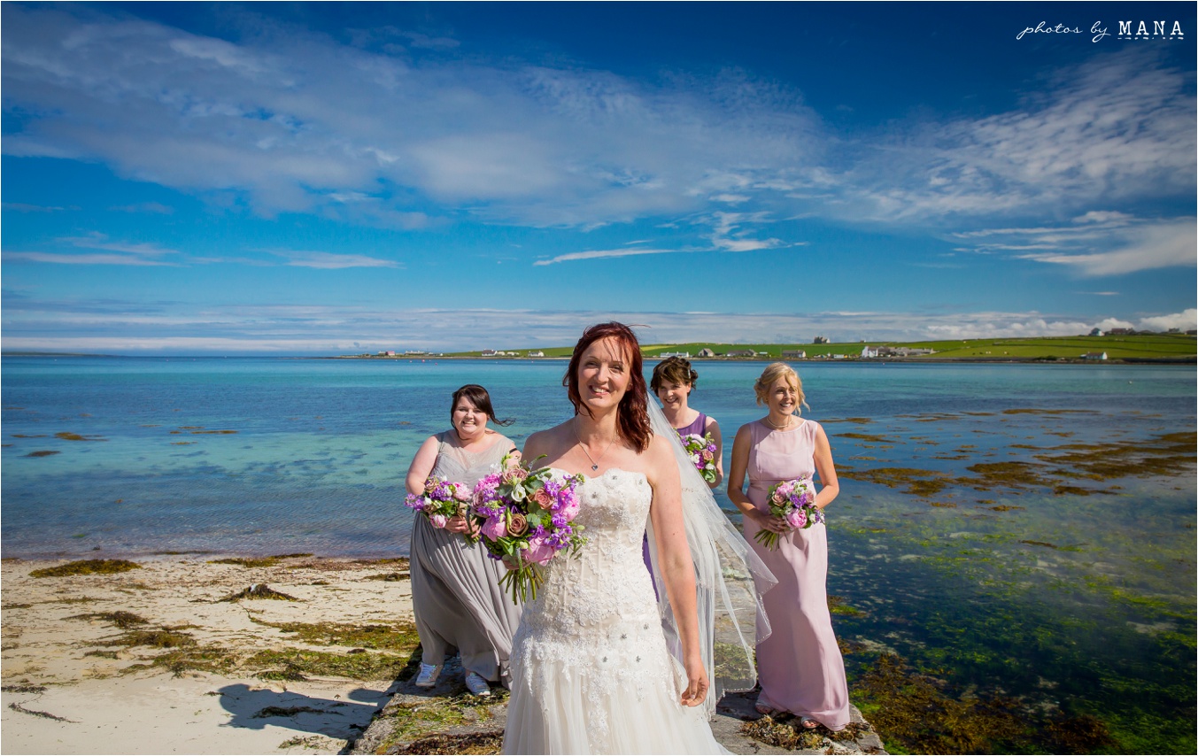 Destination wedding photographs Orkney Islands, Scotland, UK by natural wedding photographer Mana Meadows of Photos by Mana.