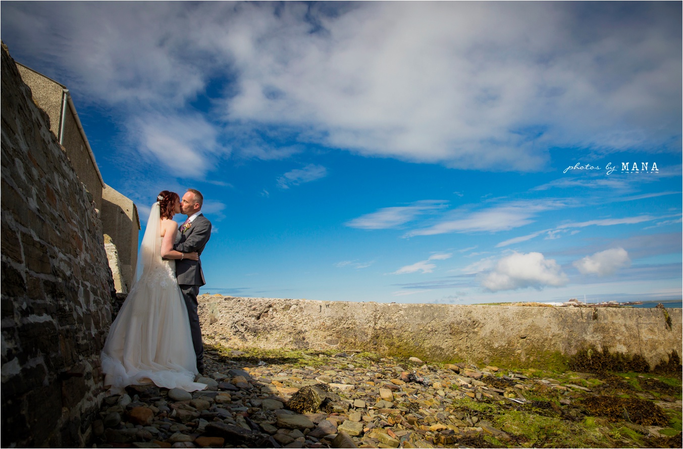 Destination wedding photographs Orkney Islands, Scotland, UK by natural wedding photographer Mana Meadows of Photos by Mana.
