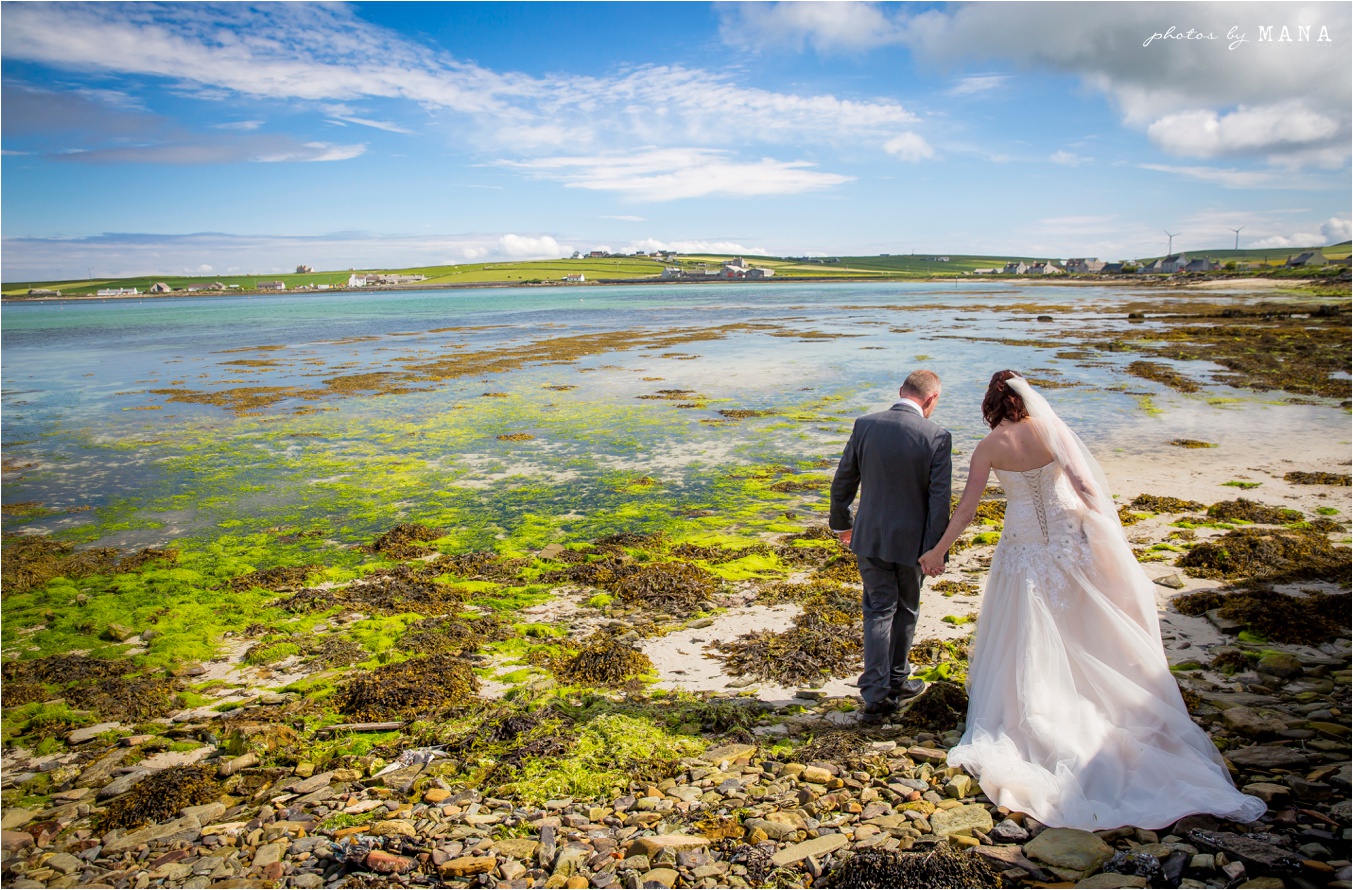 Destination wedding photographs Orkney Islands, Scotland, UK by natural wedding photographer Mana Meadows of Photos by Mana.