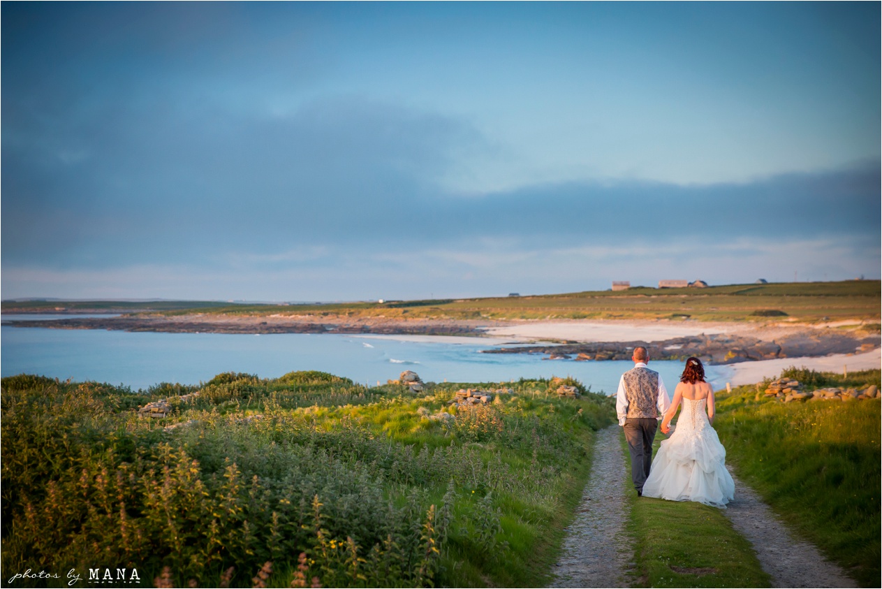 Destination wedding photographs Orkney Islands, Scotland, UK by natural wedding photographer Mana Meadows of Photos by Mana.