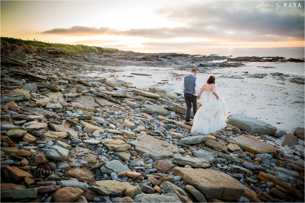 Destination wedding photographs Orkney Islands, Scotland, UK by natural wedding photographer Mana Meadows of Photos by Mana.