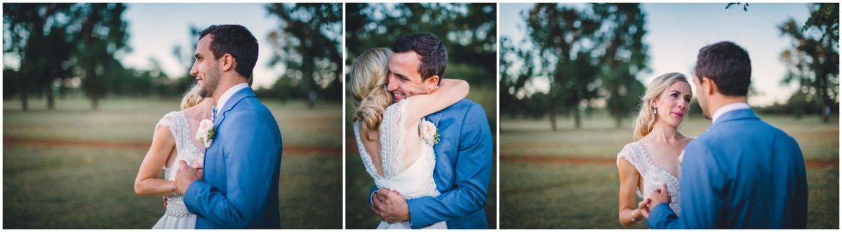 Steph and Max's garden wedding in Bulawayo, Zimbabwe with bride and groom shoot in open wild bush and scrubland near their home.