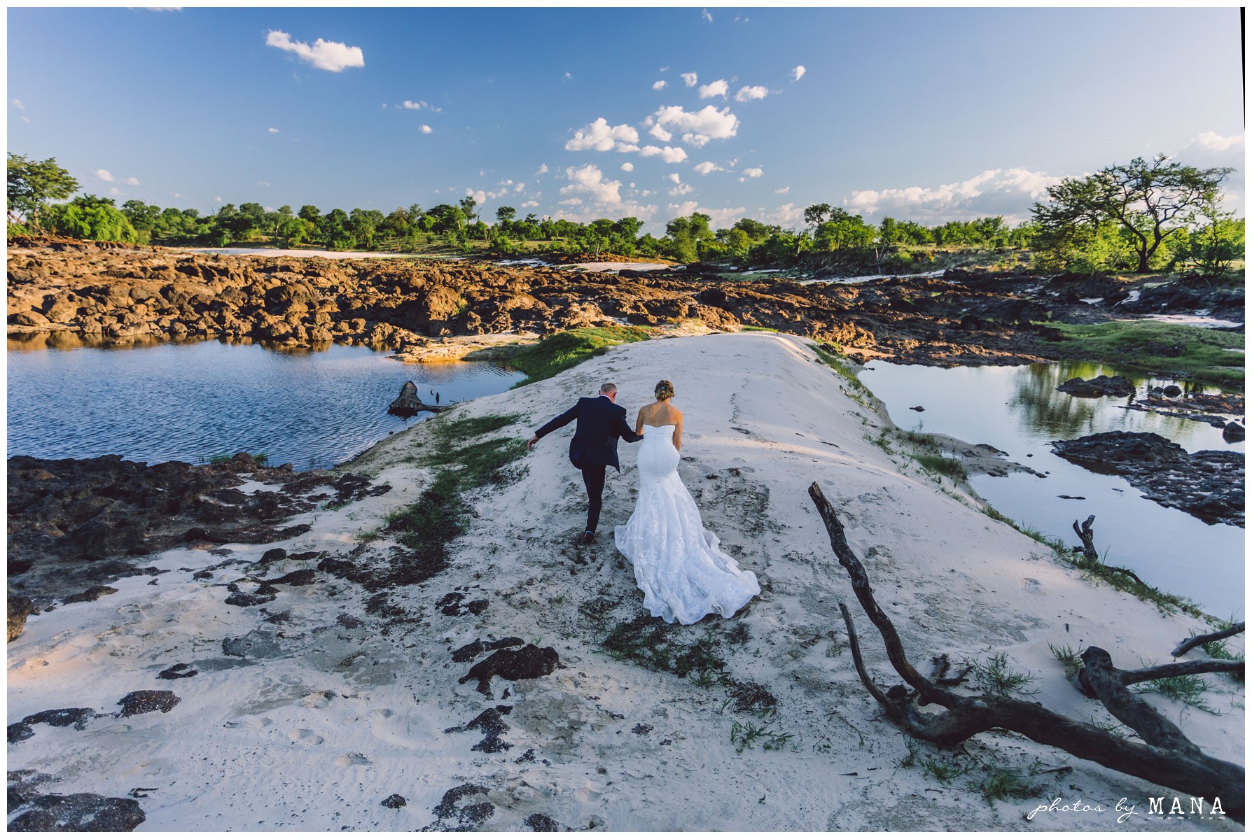 African safari wedding on the banks of the Zambezi River in Victoria Falls, Zimbabwe. Photography by Photos by Mana.