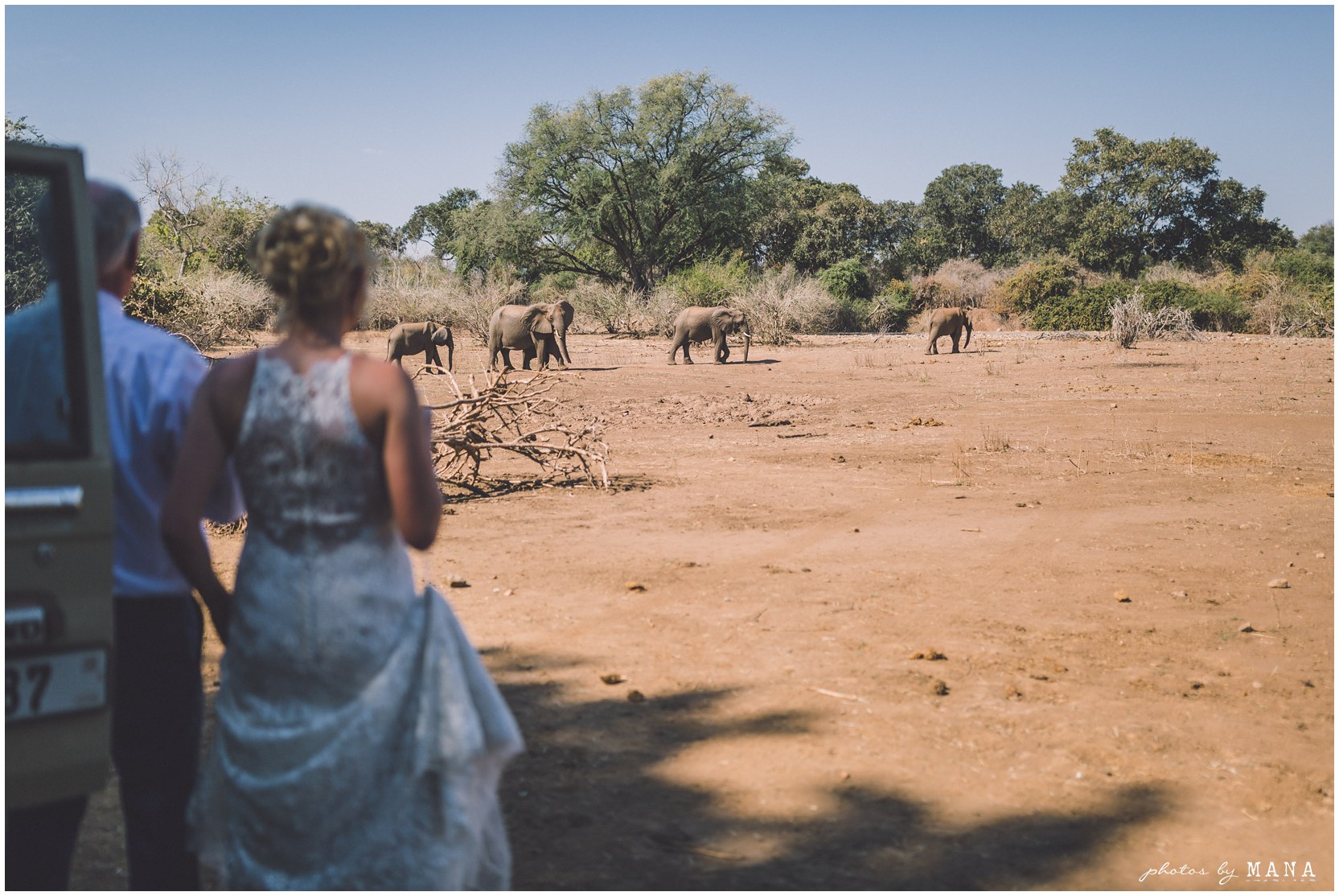 Safari destination bush wedding on the Zambezi River in Lower Zambezi National Park, Zambia.