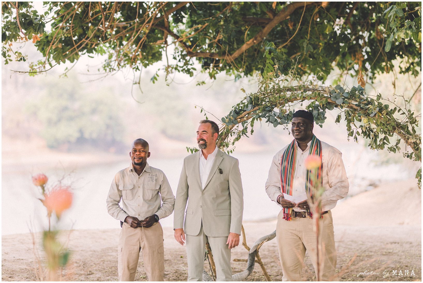 Casey and Jake’s safari elopement at Time and Tide’s Chongwe Camp in Lower Zambezi National Park, Zambia, Africa.