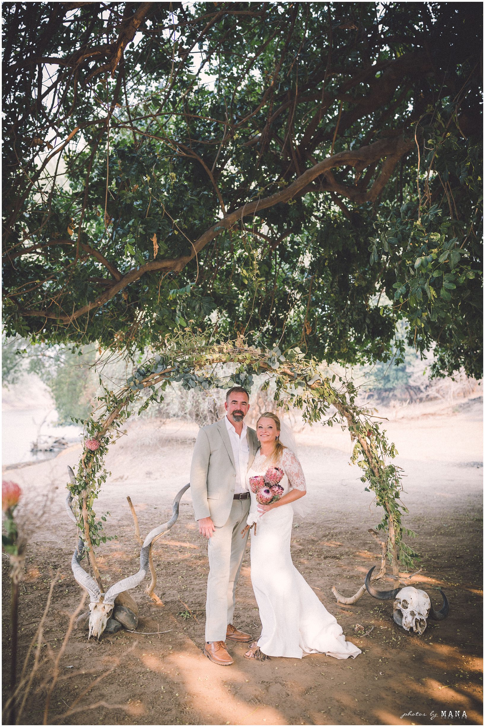 Casey and Jake’s safari elopement at Time and Tide’s Chongwe Camp in Lower Zambezi National Park, Zambia, Africa.
