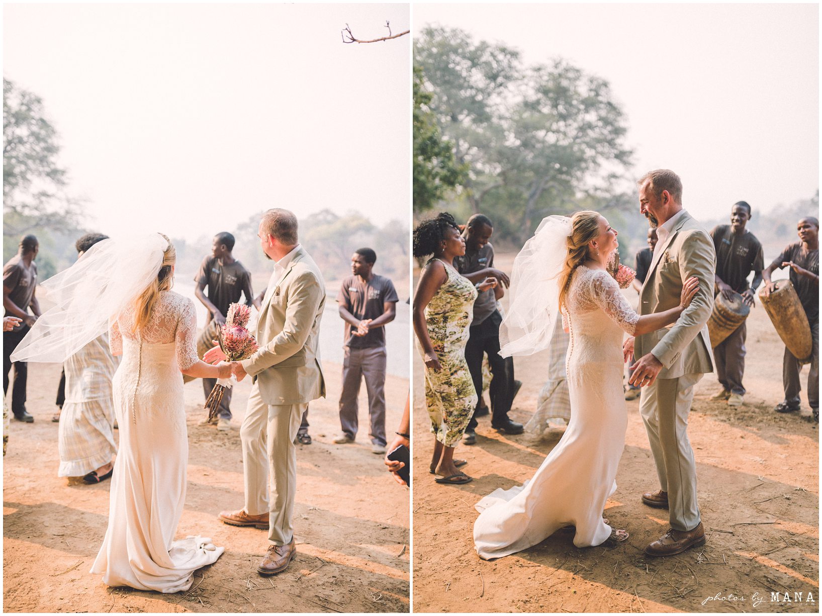 Casey and Jake’s safari elopement at Time and Tide’s Chongwe Camp in Lower Zambezi National Park, Zambia, Africa.
