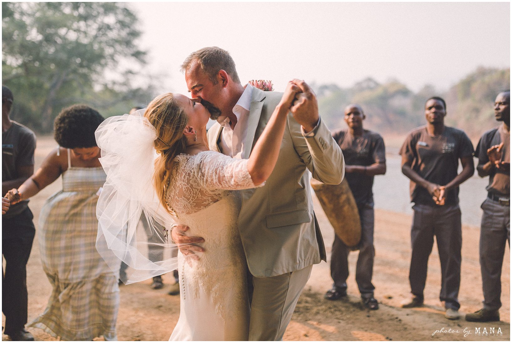 Casey and Jake’s safari elopement at Time and Tide’s Chongwe Camp in Lower Zambezi National Park, Zambia, Africa.