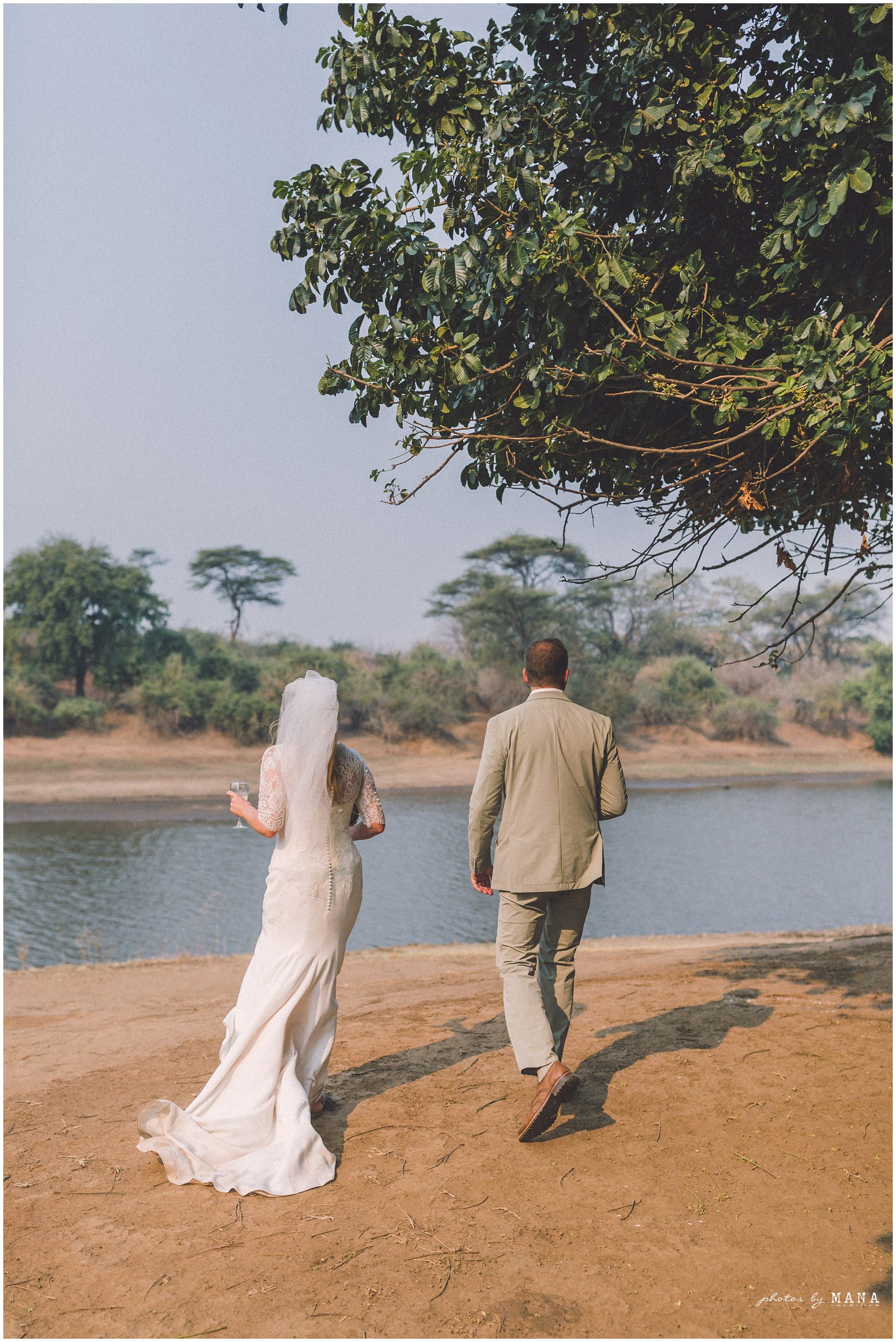 Casey and Jake’s safari elopement at Time and Tide’s Chongwe Camp in Lower Zambezi National Park, Zambia, Africa.