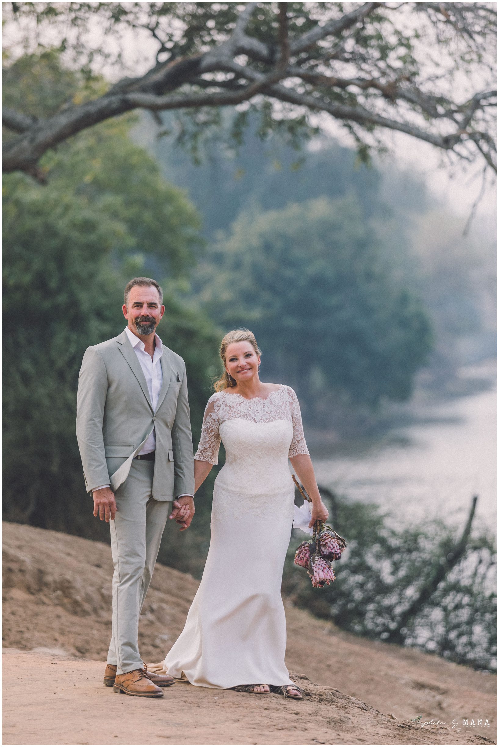 Casey and Jake’s safari elopement at Time and Tide’s Chongwe Camp in Lower Zambezi National Park, Zambia, Africa.
