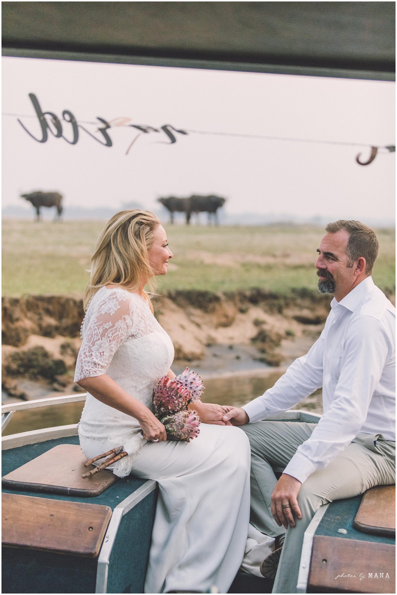Casey and Jake’s safari elopement at Time and Tide’s Chongwe Camp in Lower Zambezi National Park, Zambia, Africa.