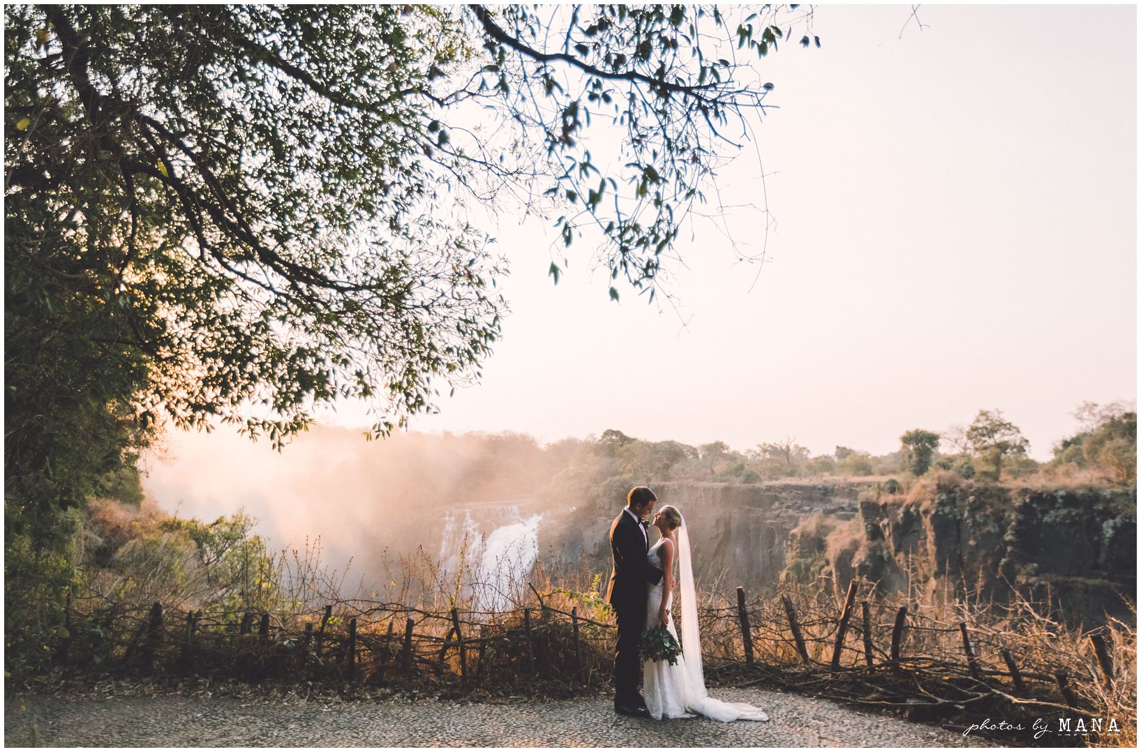 African safari wedding on the banks of the Zambezi River in Victoria Falls, Zimbabwe. Photography by Photos by Mana.
