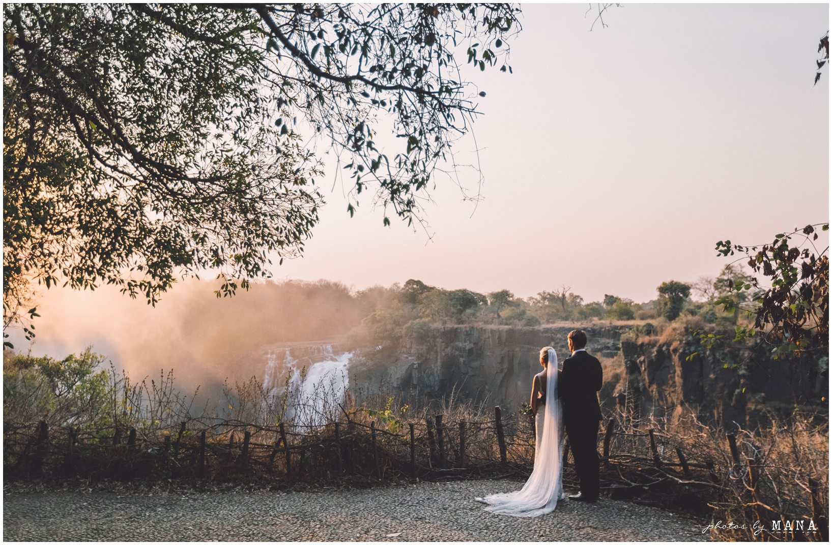 African safari wedding on the banks of the Zambezi River in Victoria Falls, Zimbabwe. Photography by Photos by Mana.