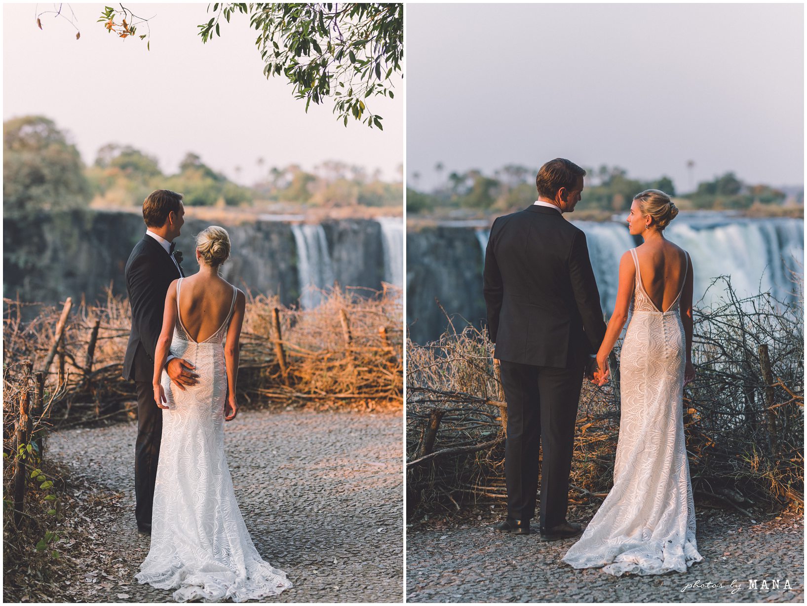 African safari wedding on the banks of the Zambezi River in Victoria Falls, Zimbabwe. Photography by Photos by Mana.